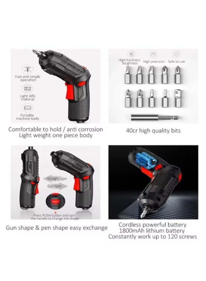 JANOXLIFE Portable Electric Screwdriver Cordless, 47-in-1 Rechargeable with 90-Degree Rotatable Head and LED Light, Black - Image 5