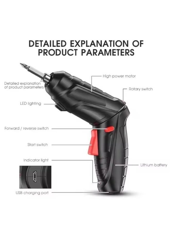 JANOXLIFE Portable Electric Screwdriver Cordless, 47-in-1 Rechargeable with 90-Degree Rotatable Head and LED Light, Black - Image 4