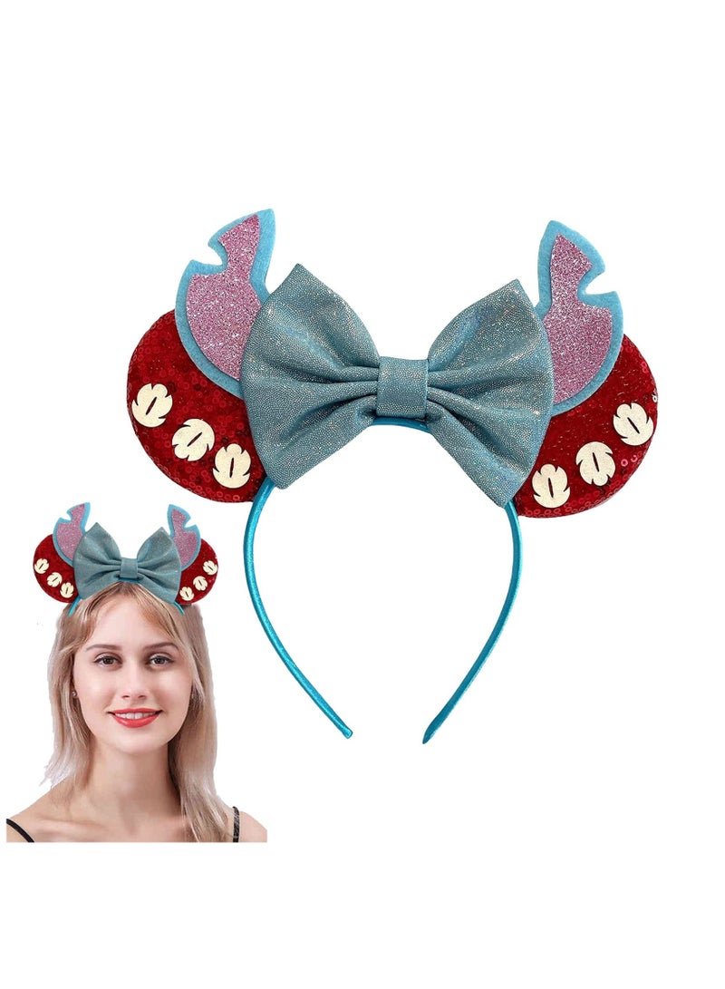 Loquat Mouse Ears Headbands Girls Headbands Blind Mice Accessories Headband Bow Black Ears Hair Accessories Womens Headbands Birthday Party Cosplay Costume,Mouse Birthday Decorations for Kid Girl - Image 1