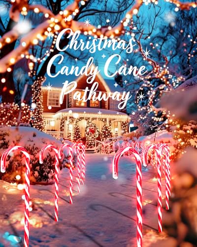 COOLWUFAN 12 Pack Christmas Candy Cane Pathway Markers, 17'' Christmas Outdoor Decorations Pathway Lights with 60 Warm Lights for Indoor and Outdoor Xmas Holiday Party Patio Yard Decor - Image 5