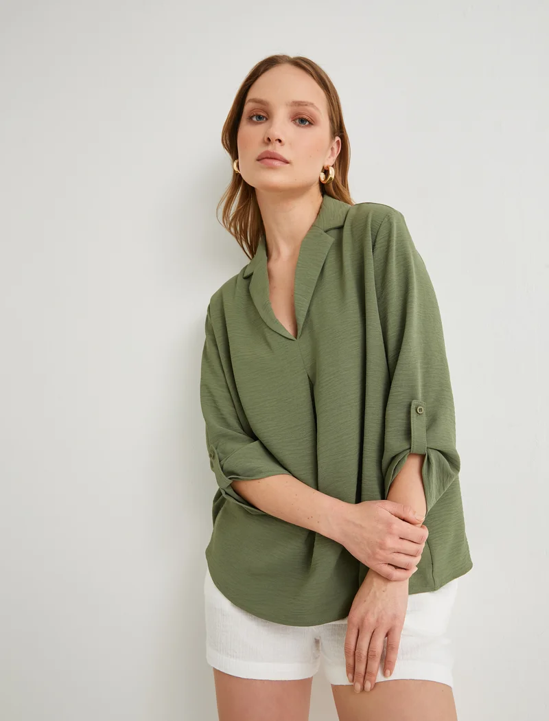 كوتون V Neck Blouse