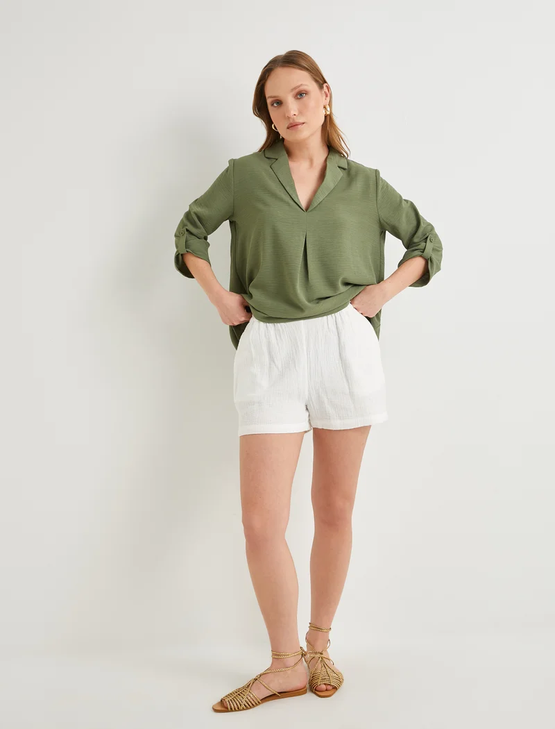 كوتون V Neck Blouse