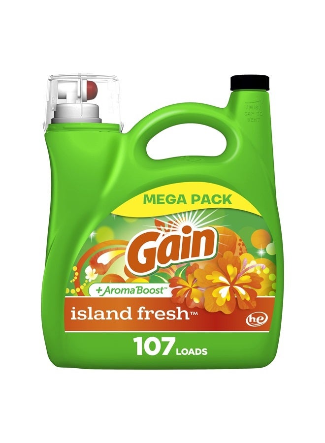 Gain + Aroma Boost Laundry Detergent Liquid Soap, Island Fresh Scent, 107 Loads, 154 Fl Oz, He Compatible - Image 1