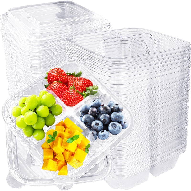 Alaeseje 40 Pcs Bento Snack Containers,4-Compartment Meal Prep Lunch Container,Disposable Snack Containers with Lids for School,Work,Travel - Image 1