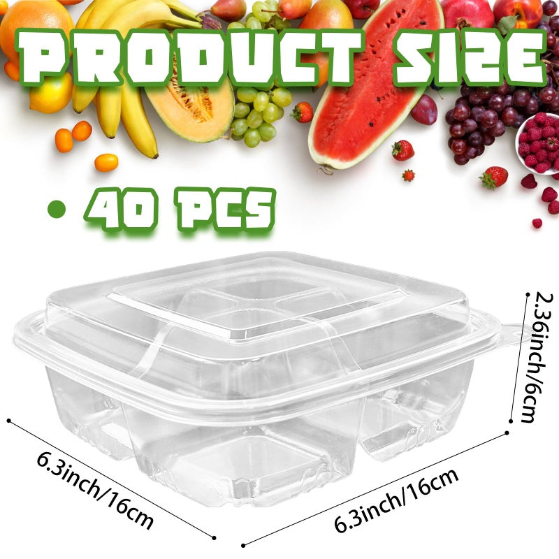 Alaeseje 40 Pcs Bento Snack Containers,4-Compartment Meal Prep Lunch Container,Disposable Snack Containers with Lids for School,Work,Travel - Image 2