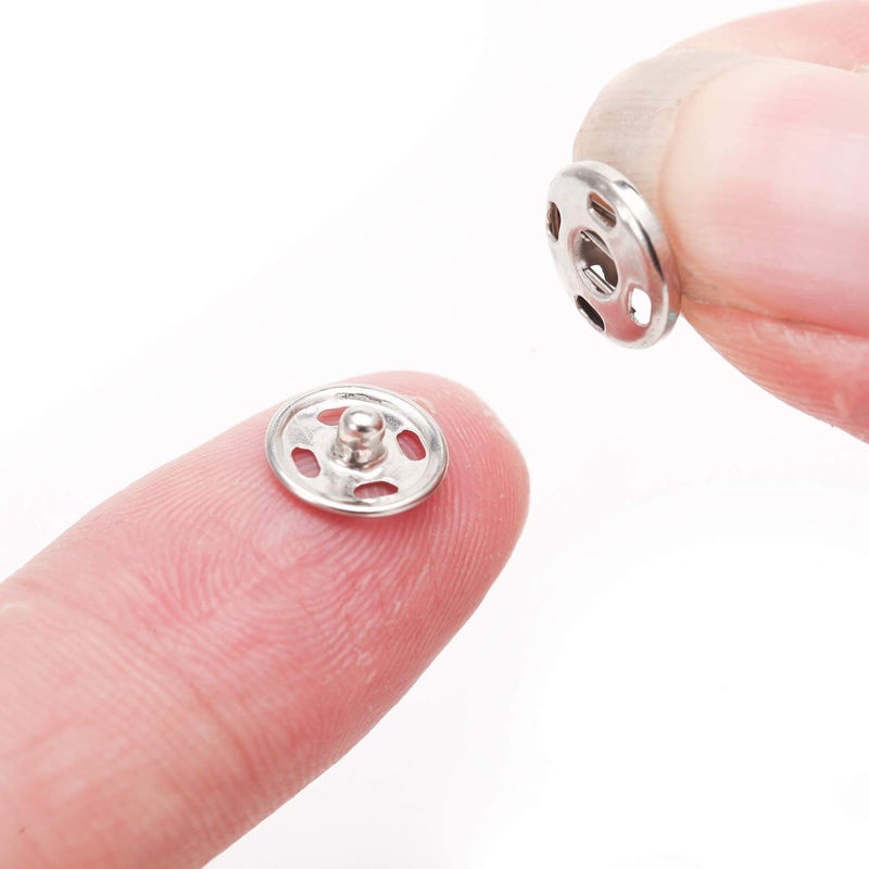 Kusen 200 Sets Sew-on Snap Buttons Metal Snaps Fasteners Press Studs Buttons for Sewing - 10 mm, Black and Silver - Image 4
