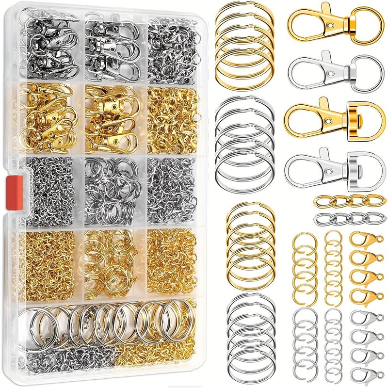 DIY 990pcs Key Chain Making Kit With Lobster Buckles Hooks Rings And Pendants - Image 2