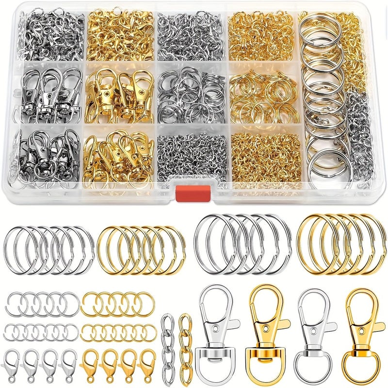 DIY 990pcs Key Chain Making Kit With Lobster Buckles Hooks Rings And Pendants - Image 1