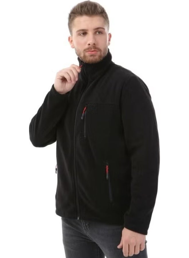 Honest Bato Collar Full Zipper Jacket Black - Image 3