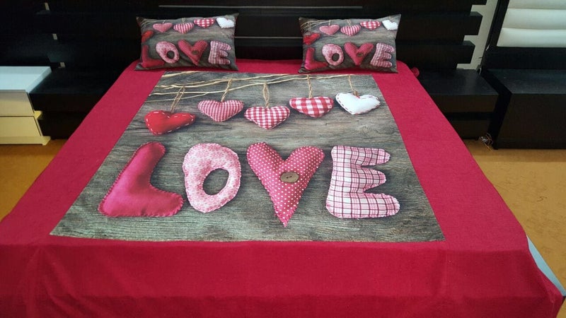 BhaiJi BedSheet Velvet 250 TC Digital Print Bedsheet - Love Theme, King Size, Multicolor - Image 1
