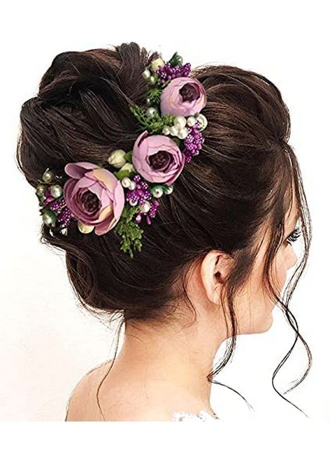 Hair Flare - Artificial Flowers Wedding Hair Accessories Hair Pins For Women 2170 Purple - Image 1
