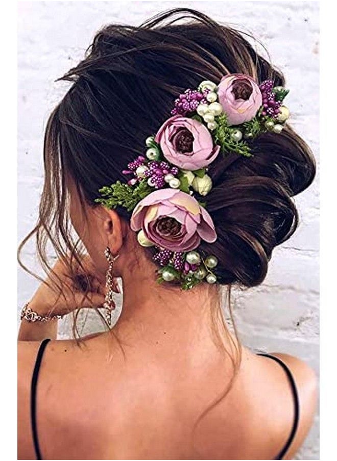 Hair Flare - Artificial Flowers Wedding Hair Accessories Hair Pins For Women 2170 Purple - Image 1