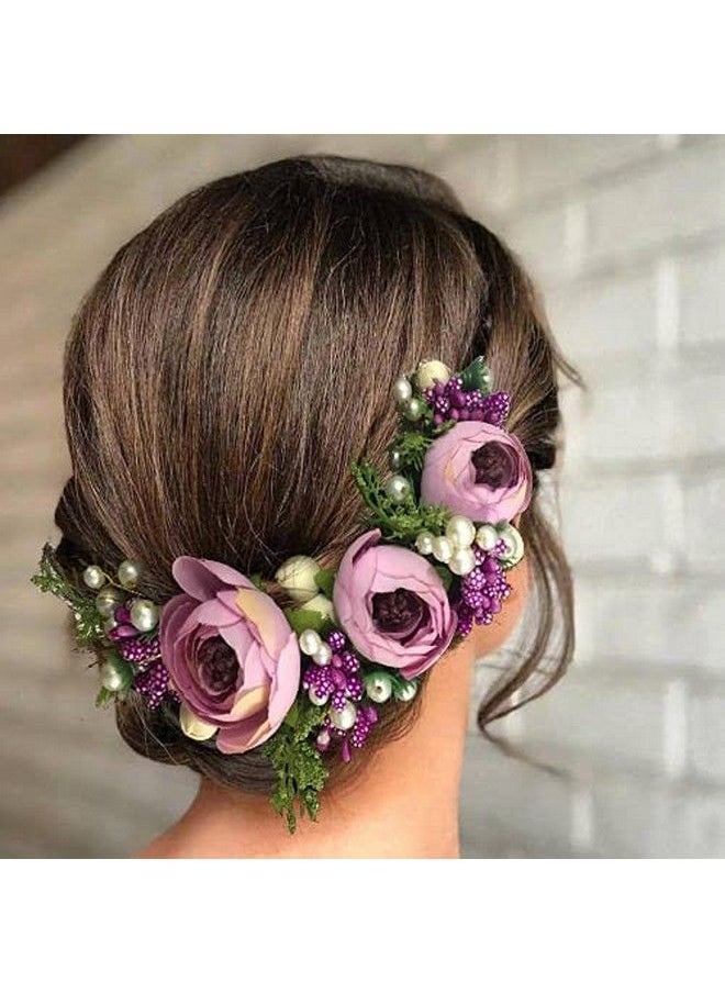 Hair Flare - Artificial Flowers Wedding Hair Accessories Hair Pins For Women 2170 Purple - Image 1
