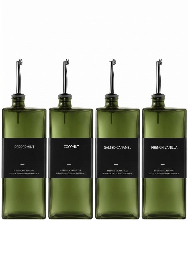 WISIMMALL Olive Oil Dispenser Bottle For Kitchen, 17OZ UV-Blocking Oil And Vinegar Dispenser Set Of 4, Soy Sauce Cooking Oil Dispenser with 4 Stainless Steel Pourers & 44 Labels - Image 1