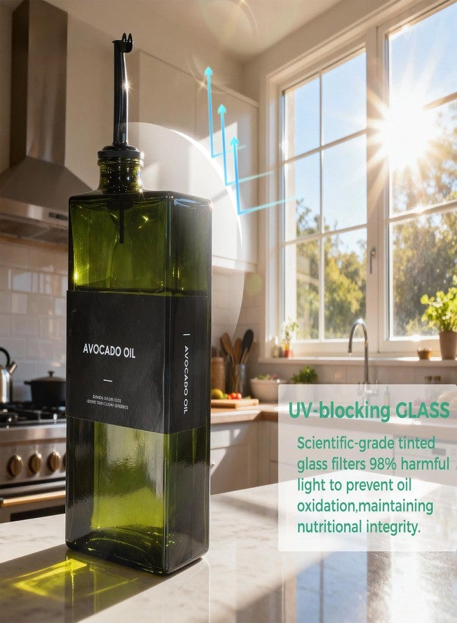 WISIMMALL Olive Oil Dispenser Bottle For Kitchen, 17OZ UV-Blocking Oil And Vinegar Dispenser Set Of 4, Soy Sauce Cooking Oil Dispenser with 4 Stainless Steel Pourers & 44 Labels - Image 2