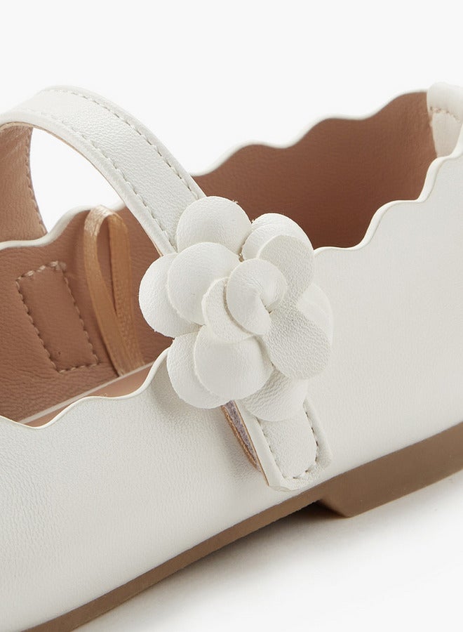 JUNIORS Girls Scallop Hem Ballerina Shoes - Image 4