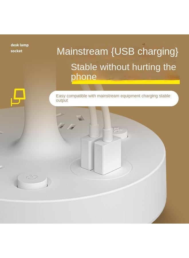 الأزرق جي دبليو مصباح طاولة متعدد الوظائف مقبس USB ، مصباح سرير متكامل لحماية العين ، ضوء دافئ بارد متعدد التروس ، مقبس مصباح غرفة نوم LED المنزلي - Image 5