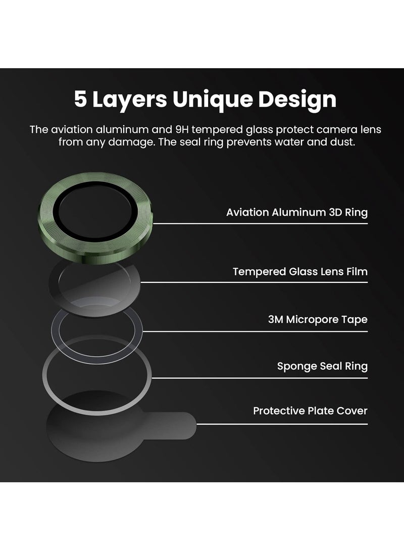 DUSALA Camera Lens Protector for iPhone 13 and iPhone 13 Mini , 9H Tempered Glass Metal Individual Ring Cover, HD Clear, 1 Set (Green) - Image 5