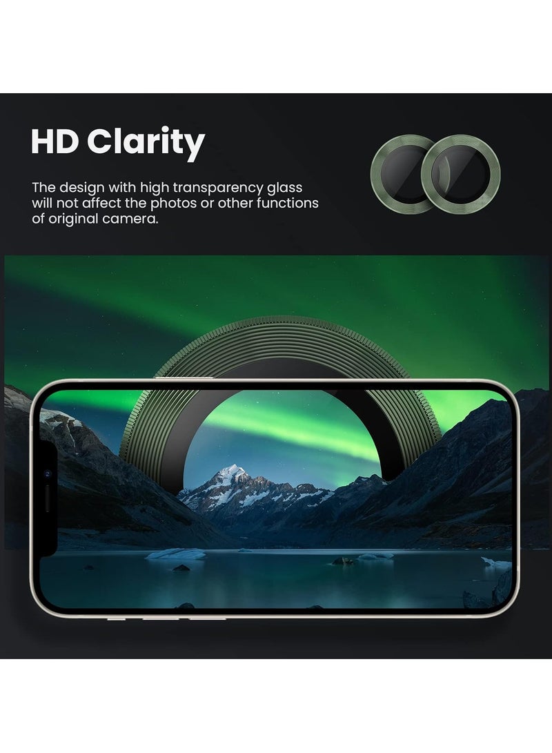 DUSALA Camera Lens Protector for iPhone 13 and iPhone 13 Mini , 9H Tempered Glass Metal Individual Ring Cover, HD Clear, 1 Set (Green) - Image 4