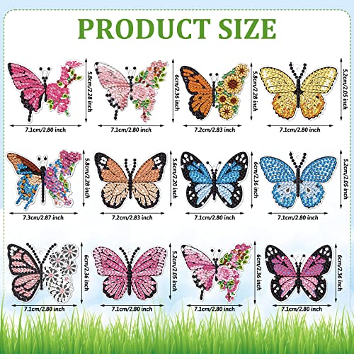 BBTO 12 Pcs Butterfly Diamond Painting Keychains Kit DIY 5D Diamond Art Key Rings Hanging Butterfly Diamond Painting Ornaments Butterflies Diamond Pendants for Spring Summer Beginner Adult Craft - Image 3