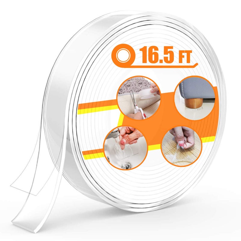 QIYIHOME Non Slip Furniture Pads for Hardwood FloorRug Heavy Duty Gripping Pads Furniture Leg Wood Floor Protectors Silicone Gel Pads Clear 165 ft Length by QIYIHOME