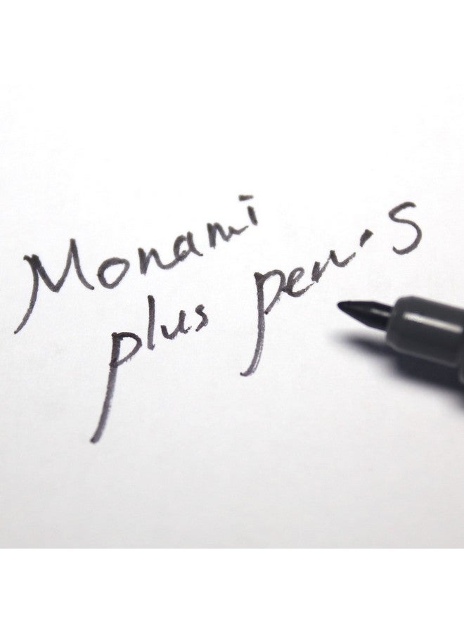 Mon Ami Monami Plus Pen S Water-based Felt Tip, Fine Liner Pen - White Body - Black - Pack of 12 Pen - Image 4