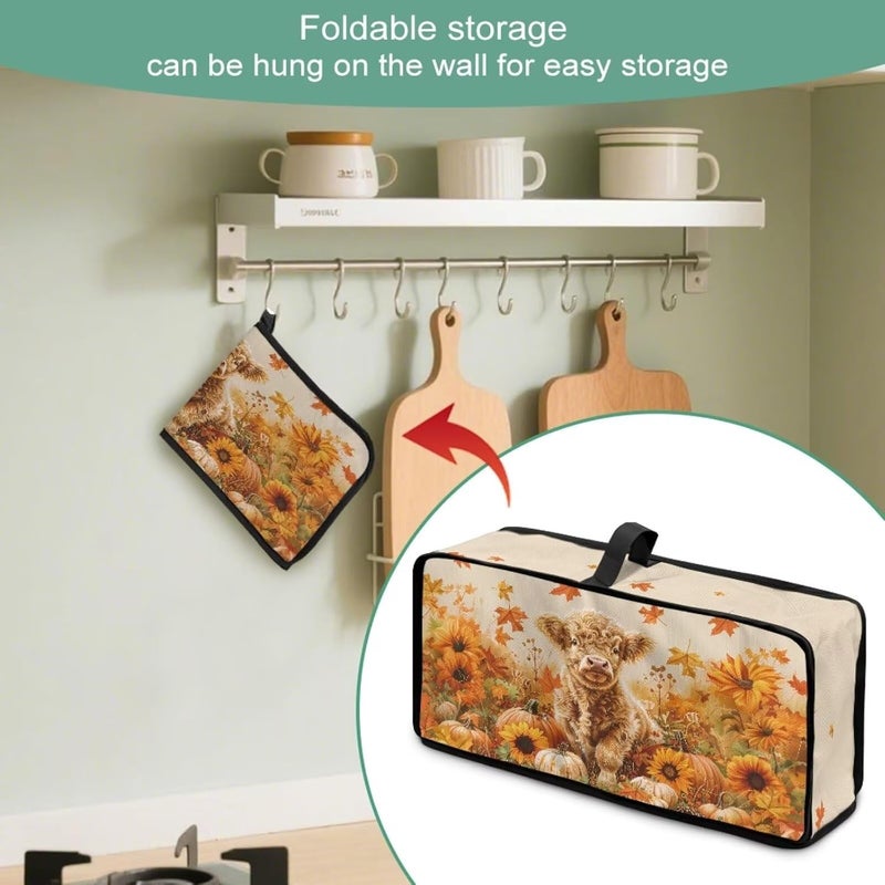 ZDCUSTOM Sunflower Leaf Cow Kitchen Machine Covers, Autumn Fall Dustproof Toaster Cover Fits Most Long Toasters, Small Kitchen Appliance, Bread Maker Protector - Image 5