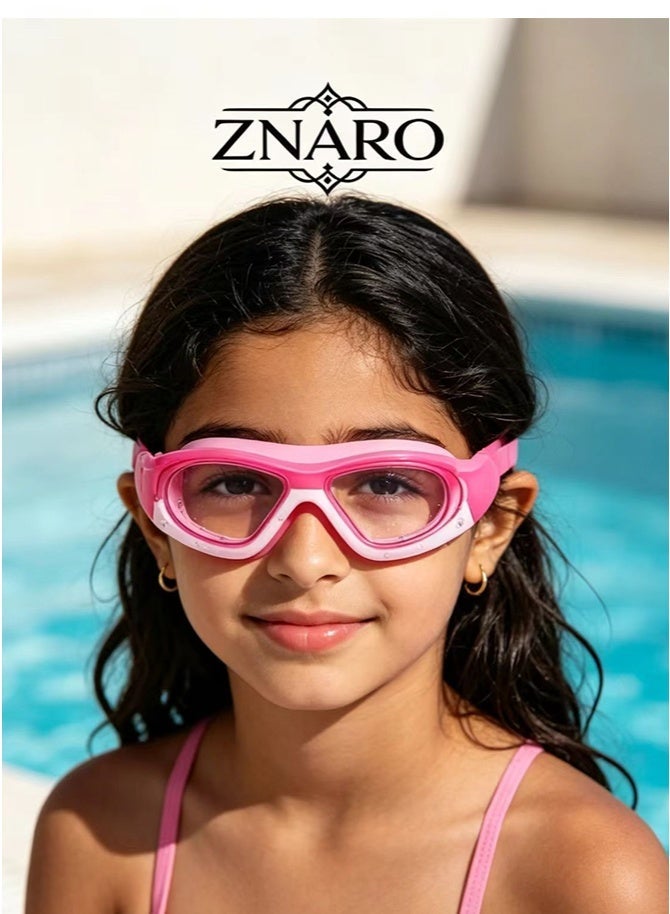 ZNARO Kids Swimming Goggles, Anti-Fog UV Protection Soft Silicone Swim Goggles with Ear Plugs for Boys Girls Age 3-14 - Image 1