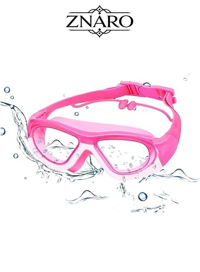ZNARO Kids Swimming Goggles, Anti-Fog UV Protection Soft Silicone Swim Goggles with Ear Plugs for Boys Girls Age 3-14 - Image 2