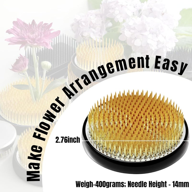 Eggone Brass Pin Floral Frog Ikebana Kenzan Flower Arranger Holder with Lead Base Rubber (2.76inch) - Image 2