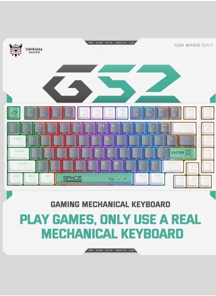 onikuma - G52 82-Key Brown Switch Mechanical Gaming Keyboard 75% Mini Wired Waterproof Backlight Silent RGB Color Suitable For Computer/Ps4/Xbox Gamers - Image 1