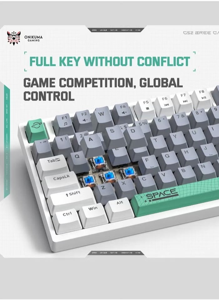 onikuma - G52 82-Key Brown Switch Mechanical Gaming Keyboard 75% Mini Wired Waterproof Backlight Silent RGB Color Suitable For Computer/Ps4/Xbox Gamers - Image 1