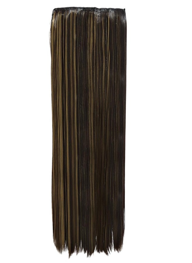 BLUSHIA 5 Clips Based 24 inch Straight Synthetic Hair Highlight Halo Extensions for Women and Girls Golden Highlight Multicolor Pack Of 1pcs - Image 3