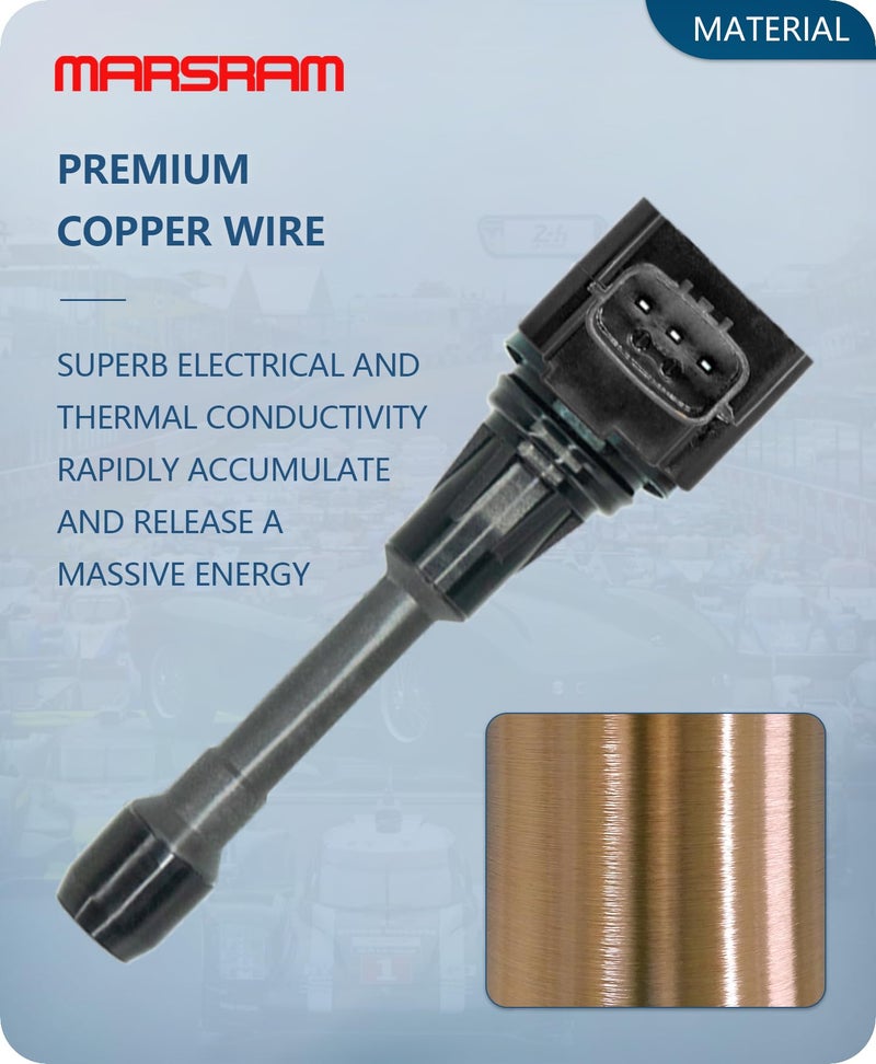 Marsram Ignition Coil Pack UF549 for 2007 2008 2009 2010 2011 2012 Compatible with Nissan Altima Versa Sentra Cube NV200 Rogue 2013 2014 2015 Infiniti M56 FX50 QX60 2.5L 2.0L 1.8L Replace# C1696 4pcs - Image 4