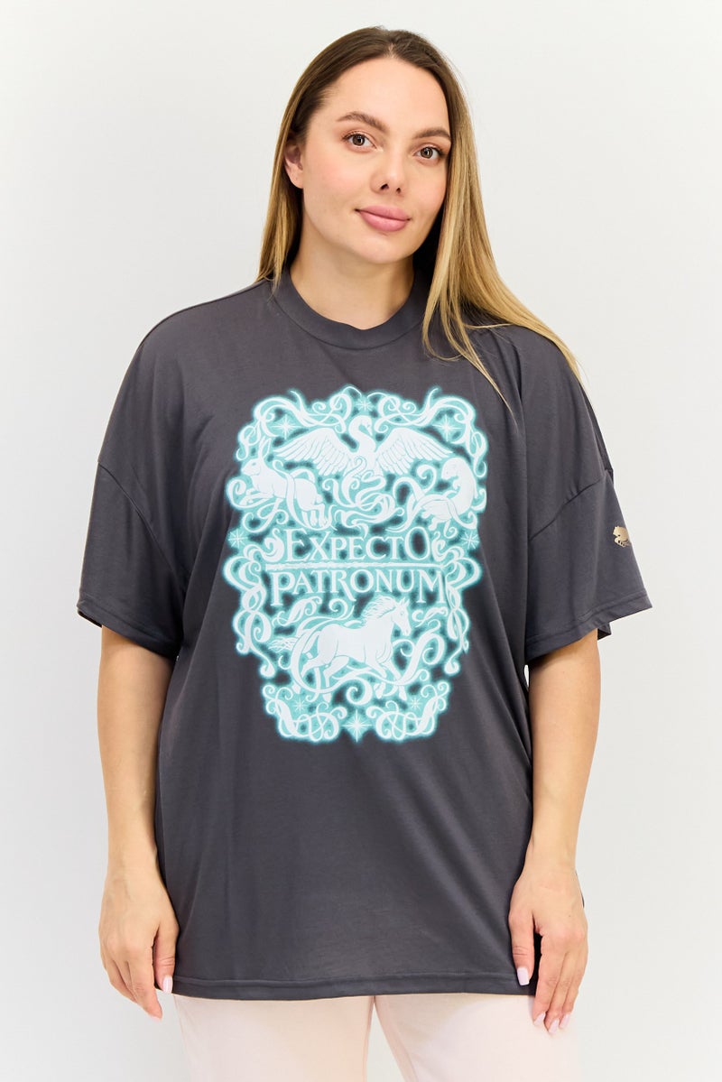 Puma x Harry Potter Women Sportswear Fit Short Sleeve Basketball T-Shirt, Grey - Image 1