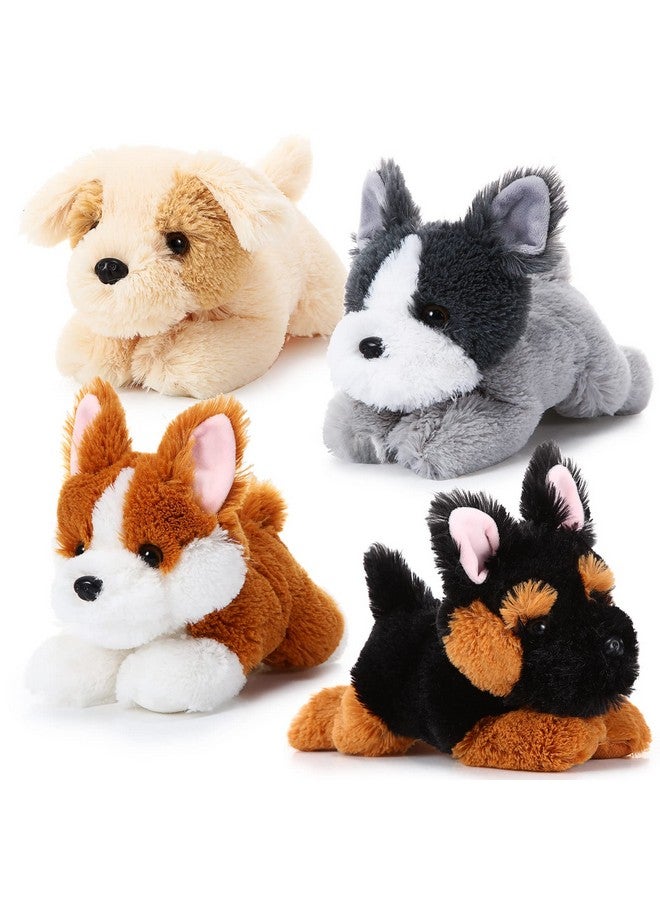 Suilung 4 Pack 8 Inch Dog Plush Stuffed Animal Soft Fluffy Puppy Pillow Set Theme Party Favor Contains Corgi Schnauzer Golden Retriever German Shepherd Toy Gift For Kids Birthday Baby Room Home Decor - Image 1
