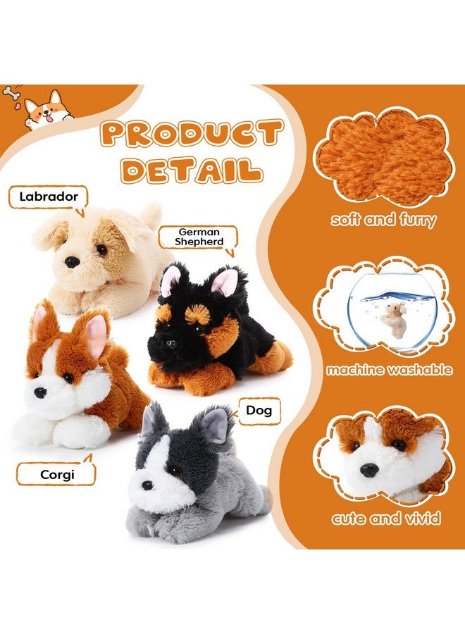 Suilung 4 Pack 8 Inch Dog Plush Stuffed Animal Soft Fluffy Puppy Pillow Set Theme Party Favor Contains Corgi Schnauzer Golden Retriever German Shepherd Toy Gift For Kids Birthday Baby Room Home Decor - Image 3