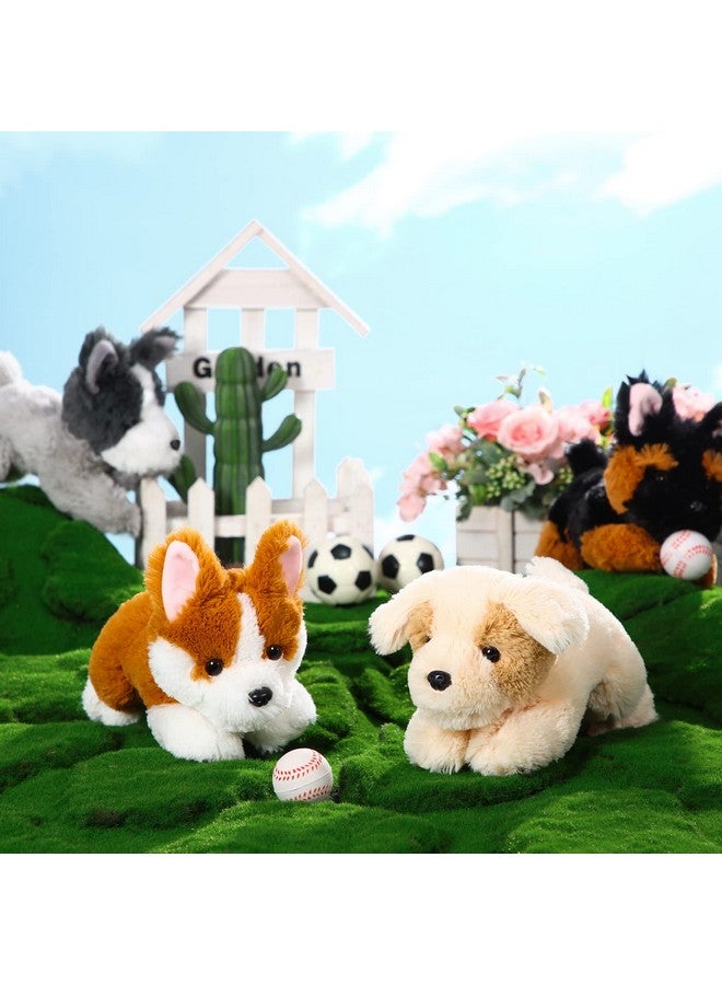 Suilung 4 Pack 8 Inch Dog Plush Stuffed Animal Soft Fluffy Puppy Pillow Set Theme Party Favor Contains Corgi Schnauzer Golden Retriever German Shepherd Toy Gift For Kids Birthday Baby Room Home Decor - Image 4