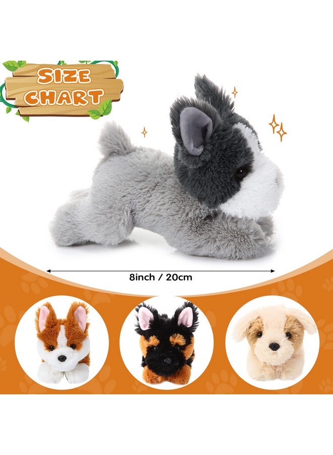 Suilung 4 Pack 8 Inch Dog Plush Stuffed Animal Soft Fluffy Puppy Pillow Set Theme Party Favor Contains Corgi Schnauzer Golden Retriever German Shepherd Toy Gift For Kids Birthday Baby Room Home Decor - Image 2