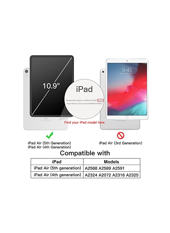 Jetech Case for iPad Air 5/4 (2022/2020 Model, 10.9-Inch), Slim Stand Hard Back Shell Cover with Auto Wake/Sleep (Black) - Image 2