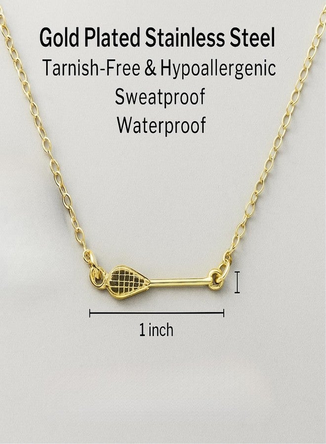 Sportybella Lacrosse Necklace, Gold Dainty Lacrosse Stick Pendant, Tarnish Free Lacrosse Jewelry, Stainless Steel Charm, Gift for Lacrosse Player Lacrosse Accessory, (Gold) - Image 2