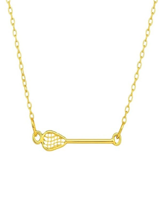 Sportybella Lacrosse Necklace, Gold Dainty Lacrosse Stick Pendant, Tarnish Free Lacrosse Jewelry, Stainless Steel Charm, Gift for Lacrosse Player Lacrosse Accessory, (Gold) - Image 1