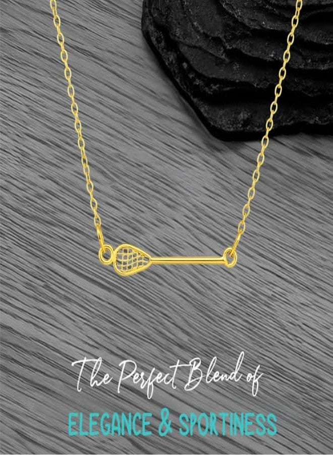 Sportybella Lacrosse Necklace, Gold Dainty Lacrosse Stick Pendant, Tarnish Free Lacrosse Jewelry, Stainless Steel Charm, Gift for Lacrosse Player Lacrosse Accessory, (Gold) - Image 3