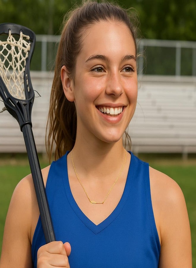 Sportybella Lacrosse Necklace, Gold Dainty Lacrosse Stick Pendant, Tarnish Free Lacrosse Jewelry, Stainless Steel Charm, Gift for Lacrosse Player Lacrosse Accessory, (Gold) - Image 4