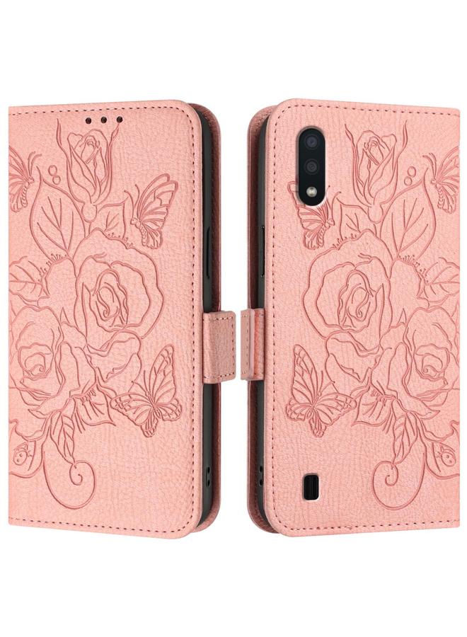 S-TOP Case For Samsung Galaxy A10 / M10 EU Version Embossed Rose RFID Anti-theft Leather Phone Case - Image 2