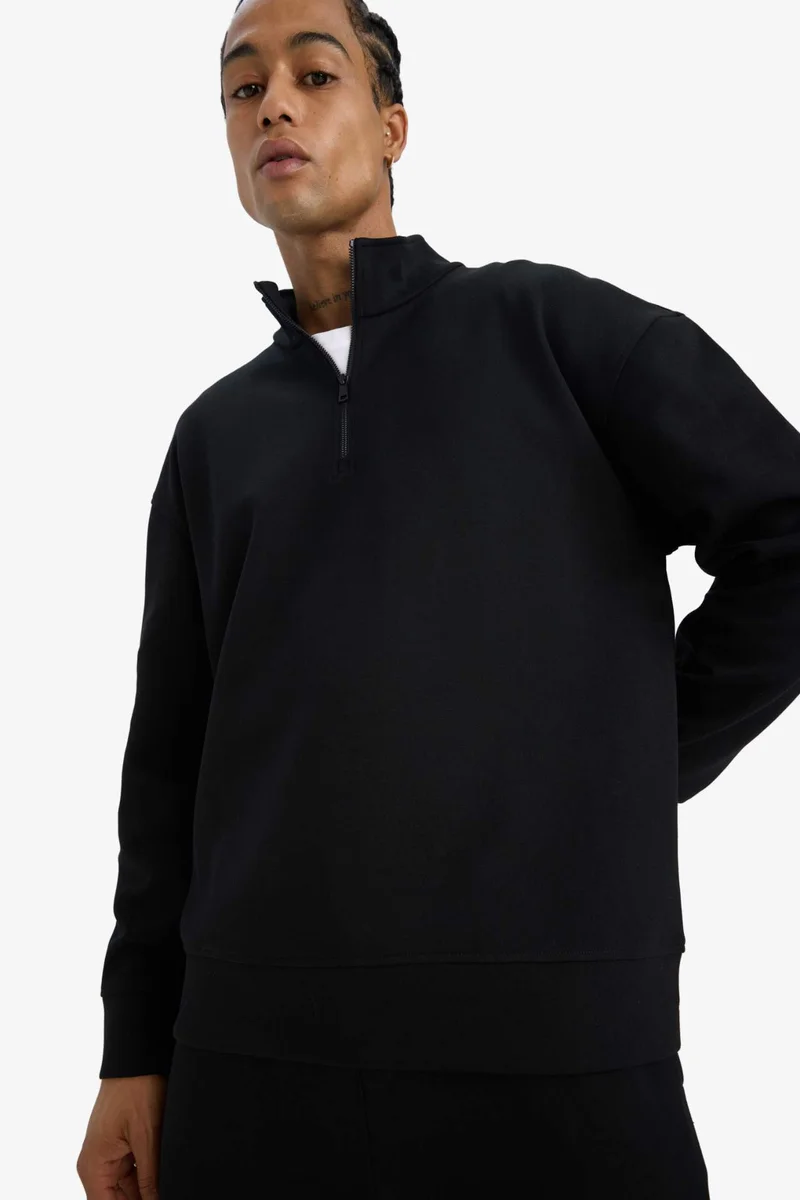 Defacto Boxy Fit Half-Zip Scuba Diving Fabric Sweatshirt