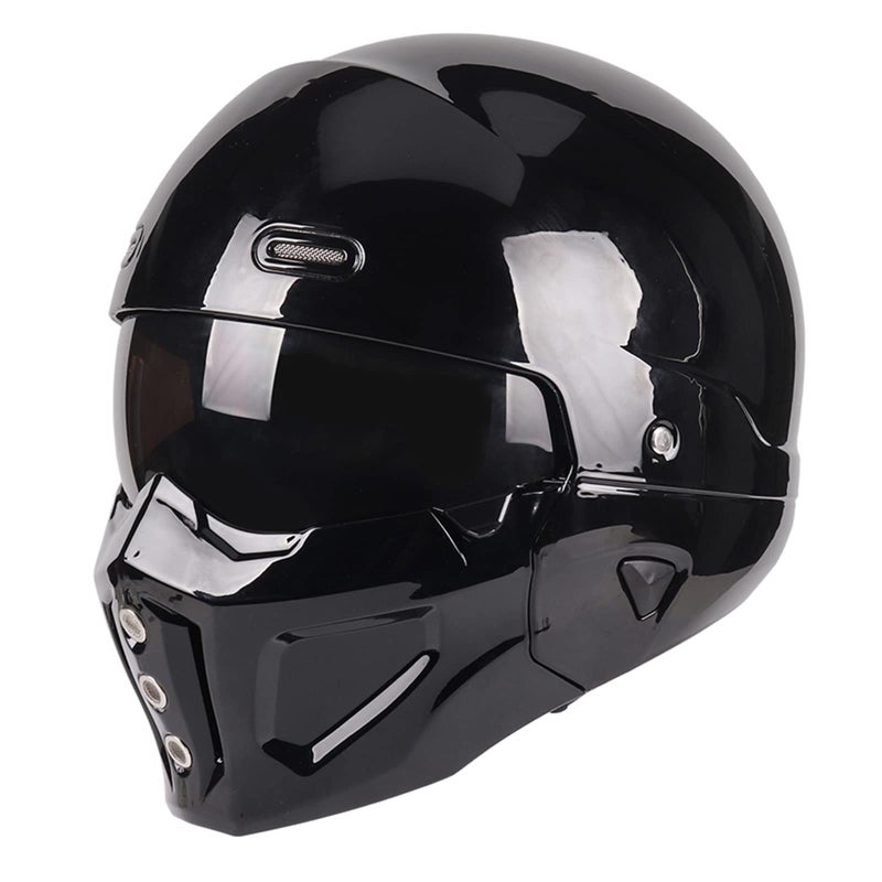 Woljay Open Face Full face Helmet Motorcycle Modular Helmets for UnisexAdult Street Bike Cruiser Scooter DOT Approved Small Gloss Black