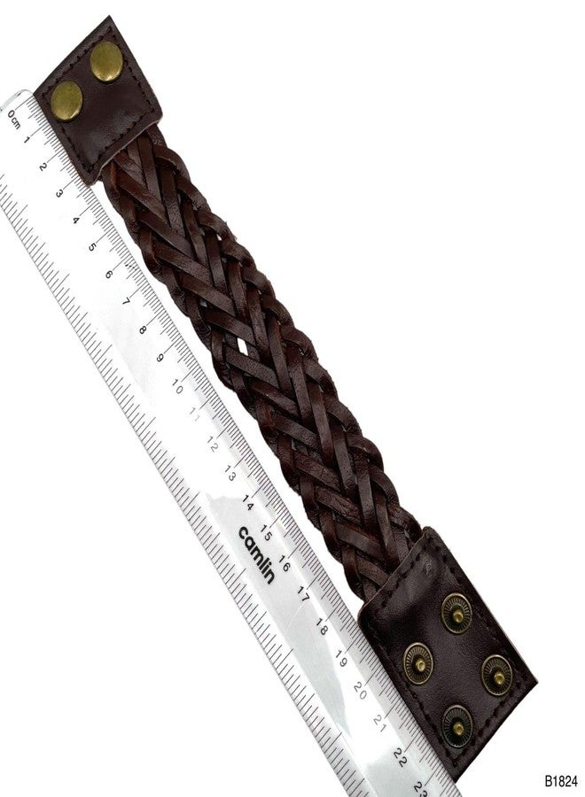 ZIVOM® Braided Biker Funky Handcrafted Brown Leather Wrist Band Bracelet - Image 5