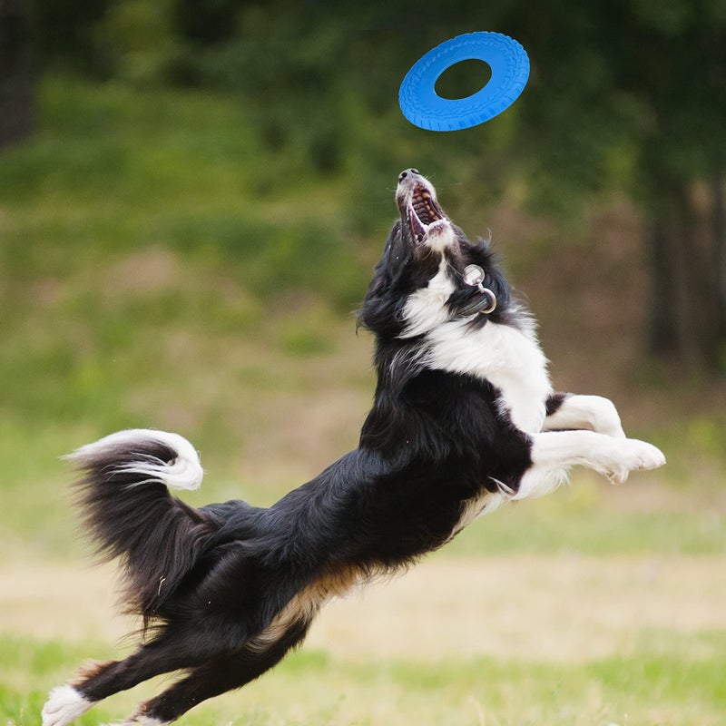Nerf Dog Tire Flyer Outdoor Dog Toy, 10 Inch Flying Disc Dog Fetch Toy, Rubber Dog Toy for Medium Dogs and Large Dogs, Blue - Image 4