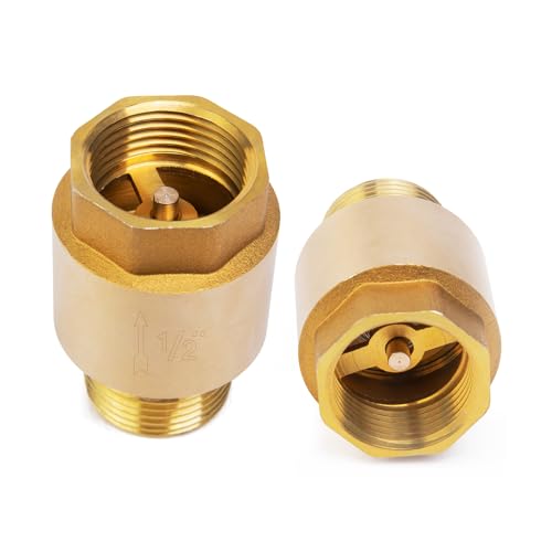 ChillWaves Brass In-Line Spring Check Valve DN15 1/2" Male x 1/2" Female Thread, One-Way Non-return Vertical Check Valve，Prevent Water Back-flow(2-PACK) - Image 1